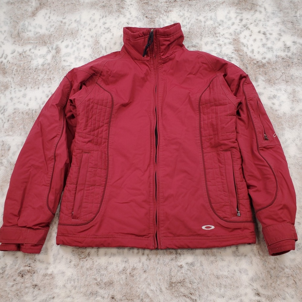Vintage Women's Oakley Software Full Zip Jacket Tech Ski Sz Large Mauve/Burgundy